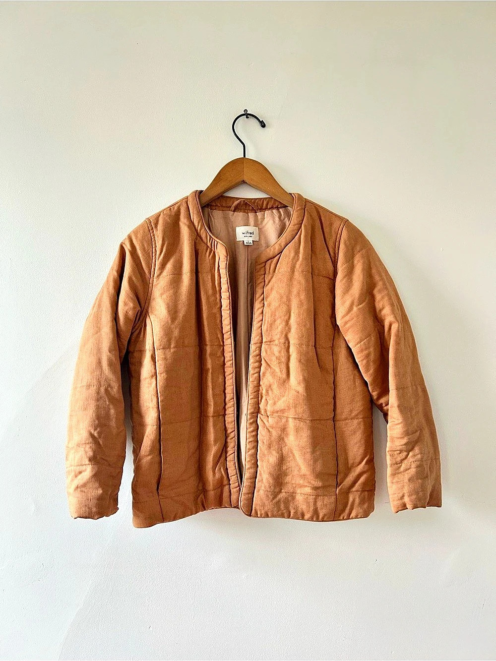Wilfred Quilted Linen Blend Jacket in Tan